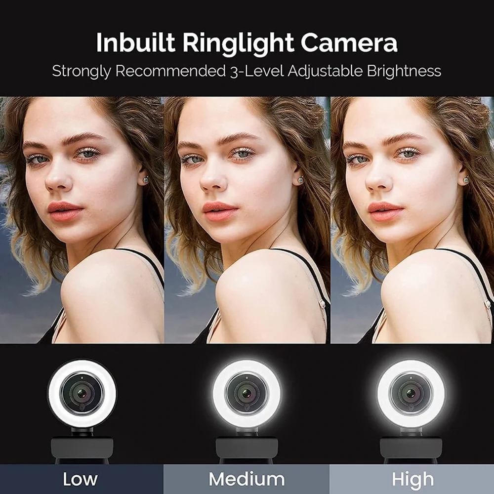 PC Webcam for Streaming HD 1080P, Vitade 960A USB Pro with Ring Light